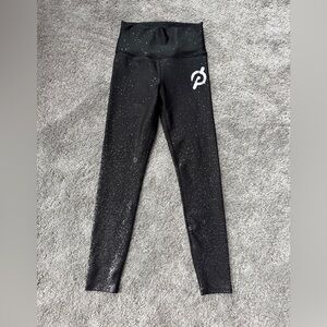 Peloton Black Sparkly Leggings with White Logo